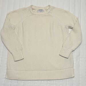 Old Navy Knit Cotton Crewneck Sweater Ivory Cream Women’s Small EUC